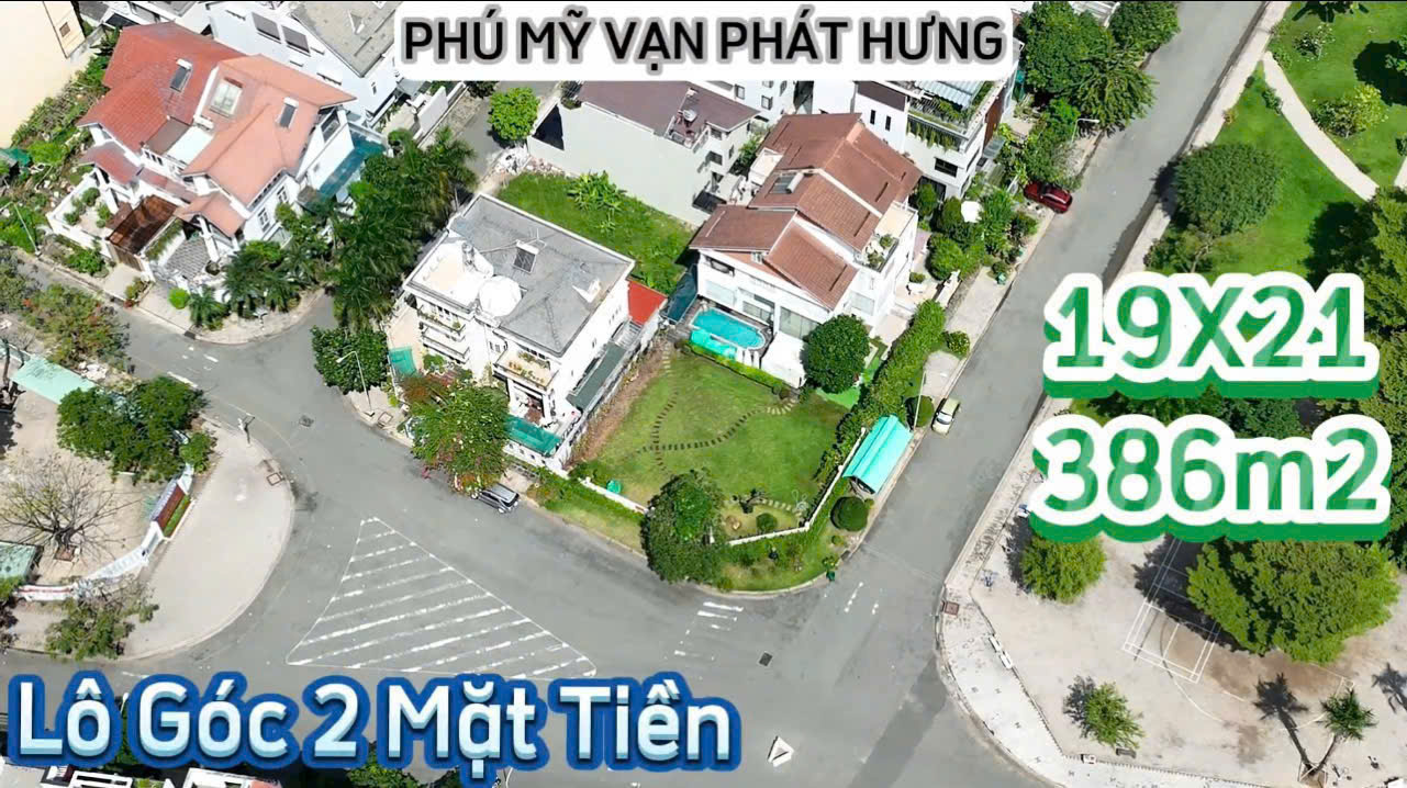 Land for sale villa in Phu My Van Phat Hung residential area, District 7, corner lot with 2 facades, large park view 3