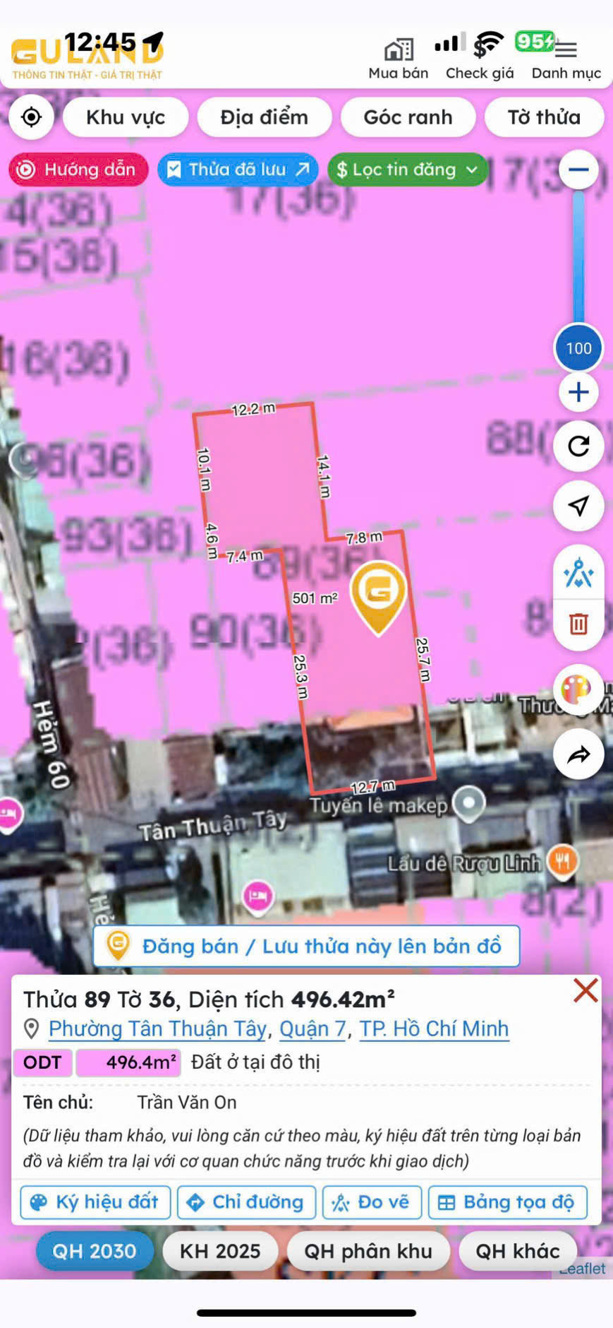 Land for sale villa in front of Tan Thuan Tay street, District 7 built basement + 10 floors in golden location – 496m2 2