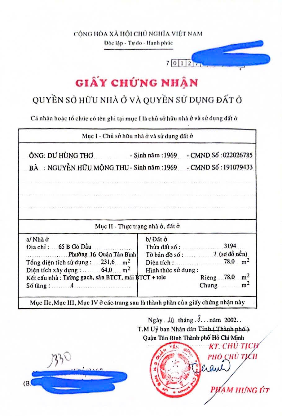 Bán nhà mặt tiền 65 Gò Dầu, Tân Quý, Quận Tân Phú xây 4 tầng có 8 phòng ngủ cách Aeon 1km 1
