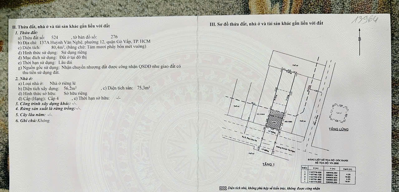 Bán nhà mặt tiền 137A Huỳnh Văn Nghệ, Gò Vấp xây 2 tầng thuận tiện kinh doanh – 80.4m2 1