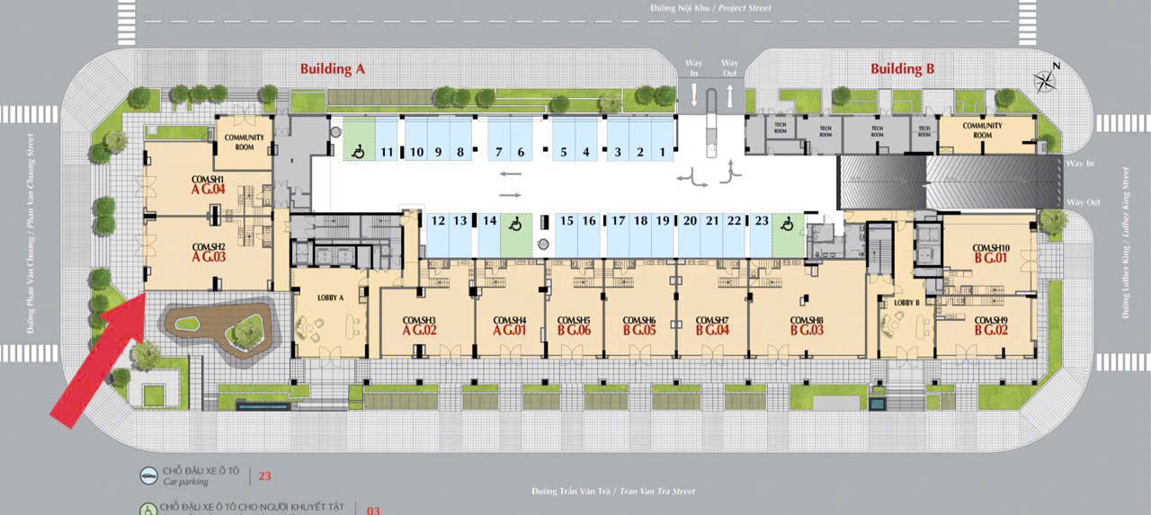 Shophouse for rent at The Horizon Phu My Hung, District 7, corner apartment with 2 floors, beautiful location, rough house – 239.59m2 3