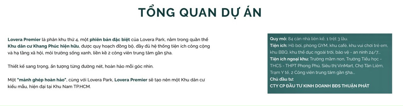 OPENING SALE OF LOVERA PREMIER TOWNHOUSE IN KHANG DIEN COMPOUND   